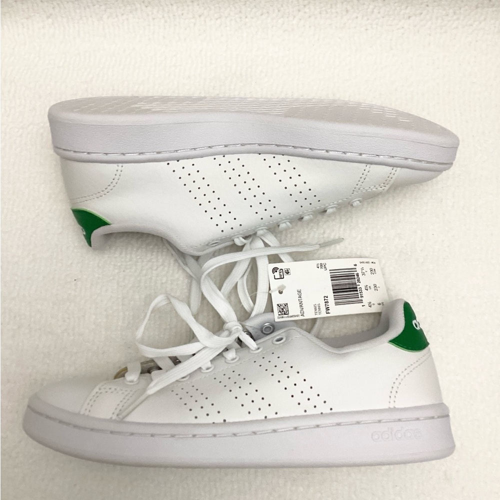 New Adidas advantage Classic White and Green sneaker Shoes size 6 - Picture 7 of 9
